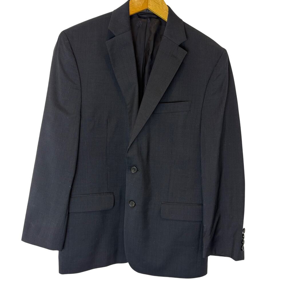 Lauren Ralph Lauren -Black Fine Cross Hatch Pattern Wool Suit Jacket- Size 40S
